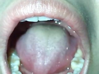 Student girl mouth after drink cum
