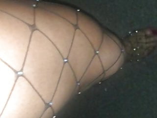 Outdoor in clear Sandals Fishnetstockings &amp; Leatherharness