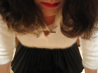 Bouncing my fluffy angora breasts and waving my caged cock 