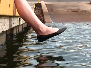 Crystal&#039;s black ballet flats shoeplay barefoot muddy