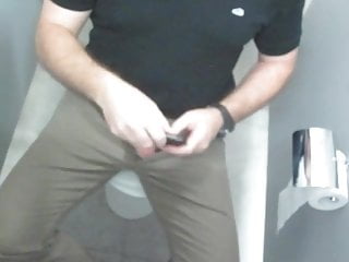 Jerking off in the public toilet at work