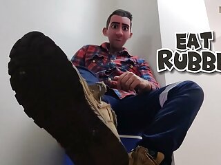 STEP GAY DAD - EAT RUBBER! - HOT DILF STEP UNCLE HAD A BAD DAY &amp; WANTS YOU TO EAT &amp; LICK HIS BOOTS! 