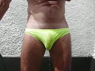 Cool down green briefs with hose 