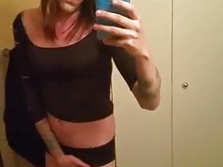 Sexy TS strips and plays with herself