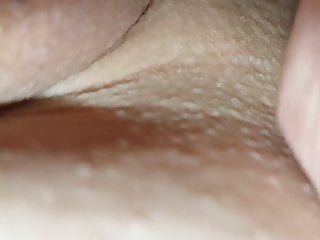 Milf wife&rsquo;s pussy lips explored, close up