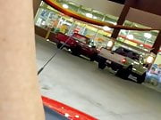 RUBBING in TINY PANTIES, TOP DOWN, BUSY GAS STATION SIS SLUT