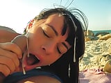 So lots of CUM all over my FACE.Amazing Blowjob on the BEACH