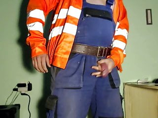 Squirting a thick load in overalls...
