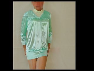 shiny green satin pyjama top