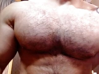 Awesome pecs and rock solid erection...