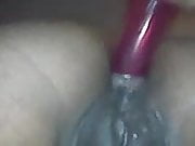 Black Girl Puts Red Dildo In Bootyhole