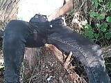 Risky female masturbation in clothes outdoors in the forest - Lesbian-candys