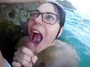 Nerdy girl CIM in the ocean