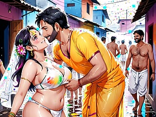 AI Generated Uncensored Anime Images Of Hot Indin Women Playing  Naughty Holi