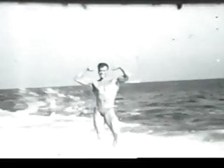 50s ed furry, on the beach...