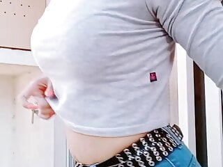 Short jeans skirt practically begging to appear in an upskirt video
