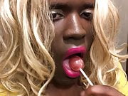 Dumb Black Sissy Confession with lollipop 