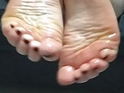 wife's feet massaged olive