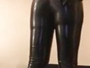 Rubber sissy showing off its slutty rubber ass