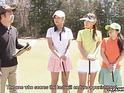 Bimbo golf player has a fat dick to suck on 