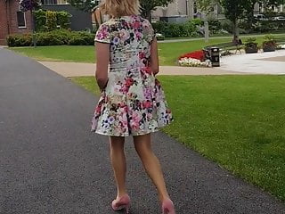 Parody, Blonde, Floral Dress, Pantyhose