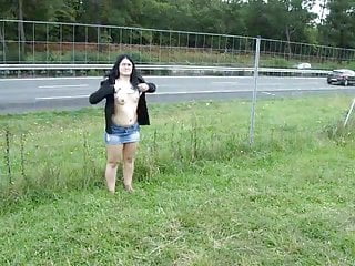 Small Tits, Public Outdoor, Shows Pussy, Teets