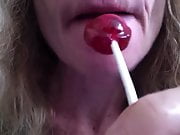 Sucking a lollipop for fun daddy!