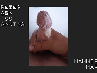 Cock washing and wanking at the...