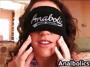 Nikki Anne gets blindfolded before