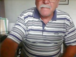 Grandpa cums on cam