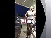 New White Mini-Dress out at Gas Station