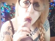 Gagging on the dildo with lots of saliva