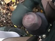 Cum through nylon sheath outdoor 