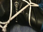 Hogsacked rubberslave is under his Master's boots - I