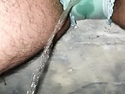 Pissing in green panties