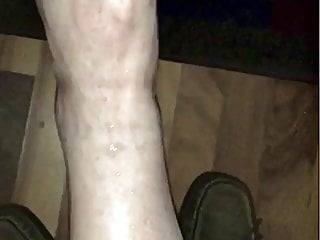 Cumshots on wifes legs feet and...