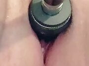 Close up view of milf creaming all over fuck machine 