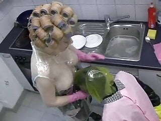 Kinky housewives in hair rollers...