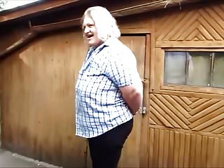 Big, Russian Woman, Yard, Big Butt