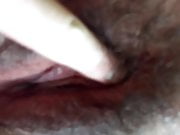 My creampie oozing out of a hairy BBW
