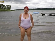 Annadevot - In WHITE SWIMSUIT in the lake