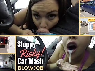 A Risky &amp; Sloppy CAR WASH Blowjob! - ImMeganLive