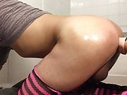 femboy crossdresser taking 8 inch dildo