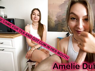 Neighbor Came to Tea and got Cum in her Mouth - Amelie Dubon