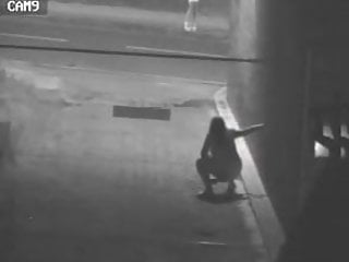 Slag caught on CCTV having a piss after night out