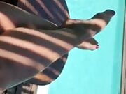 Aryana's hot feet get in the pool