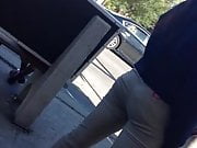 Cute Black Booty on Bus Stop