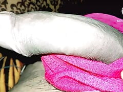 Indian Mausi's Rubbing bra on big cock