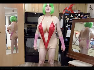 Amazing slingshot haul by green haired tranny.