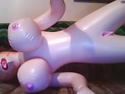 Manually inflating big love doll 